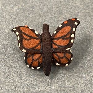 VINTAGE SIGNED LEATHER BUTTERFLY PIN